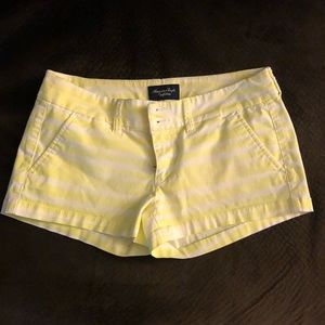 AEO yellow and white striped shorts
